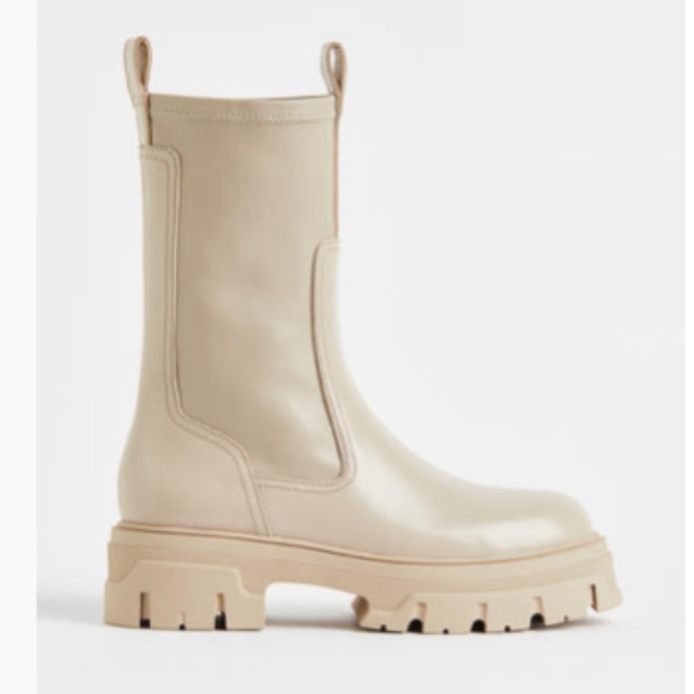 Cream H&M Calf-High Boot